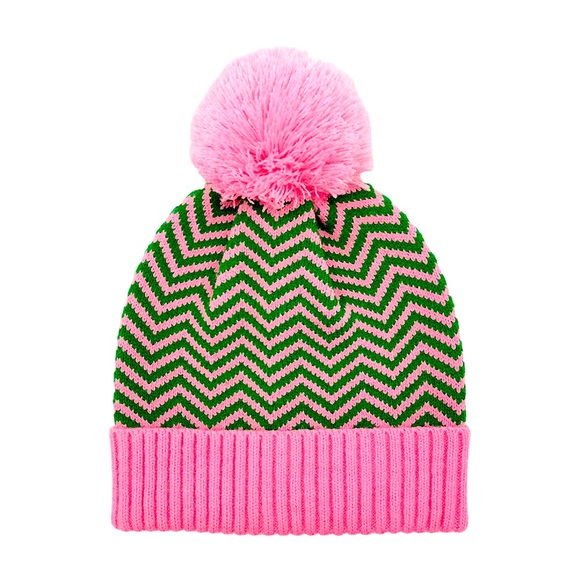 Pink and Green Winter Hat and Gloves Set - Picture 3 of 3